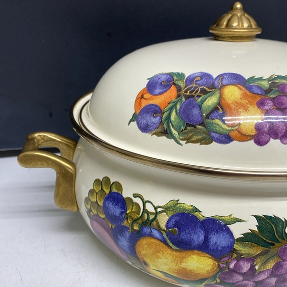 Fissler Asta Lincoware Casserole Dish Cornucopia Fruit Enamelware Dutch Oven - Picture 4 of 17